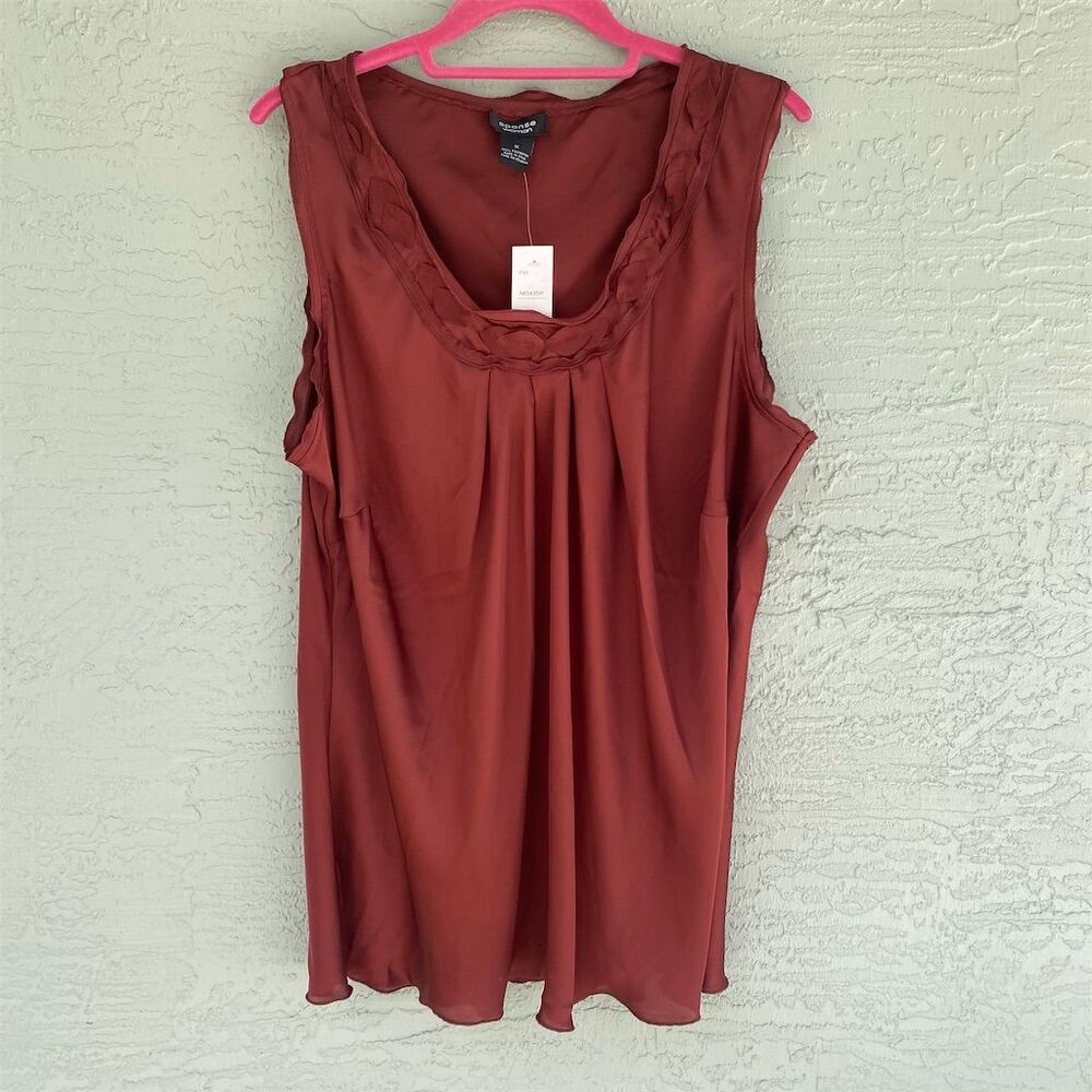 Spense Women's 1X Sleeveless Tank Top Round Neck